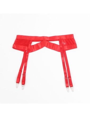 SUBBLIME - 955250 RED BONDAGE BRA WITH GARTER SET S/M