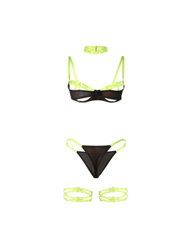 SUBBLIME - 955274 BRA SET WITH NECKLACE AND LEG DETAILS FLUORESCENT GREEN S/M