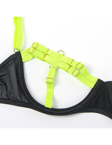 SUBBLIME - 955274 BRA SET WITH NECKLACE AND LEG DETAILS FLUORESCENT GREEN S/M
