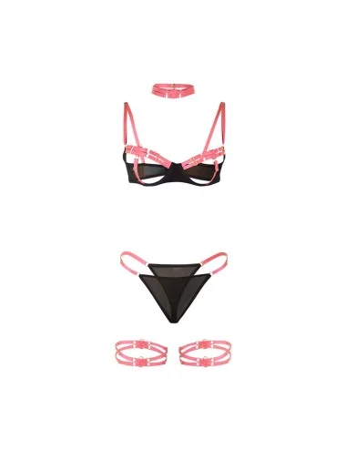 SUBBLIME - 955304 BRA SET WITH NECKLACE AND LEG DETAILS FLUORESCENT PINK L/XL