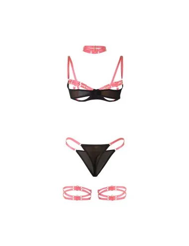 SUBBLIME - 955304 BRA SET WITH NECKLACE AND LEG DETAILS FLUORESCENT PINK L/XL