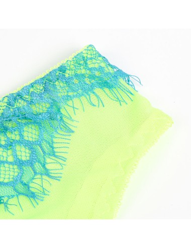 SUBBLIME - 955311 SET OF BRA WITH LACE AND GARTER LINES GREEN AND BLUE S/M