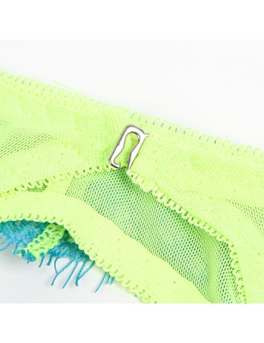 SUBBLIME - 955311 SET OF BRA WITH LACE AND GARTER LINES GREEN AND BLUE S/M