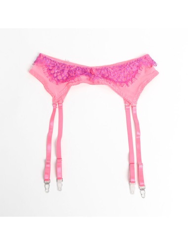 SUBBLIME - 955359 SET OF BRA WITH LACE AND GARTER LINKS PINK AND PURPLE S/M