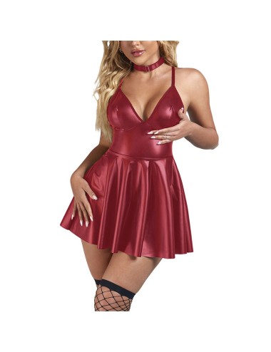 SUBBLIME - 955403 DRESS WITH BURGUNDY LEATHER STRAPS L/XL