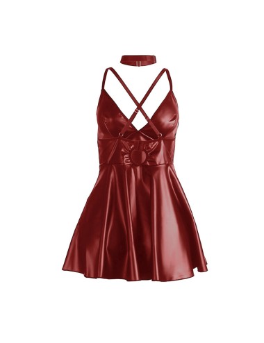 SUBBLIME - 955403 DRESS WITH BURGUNDY LEATHER STRAPS L/XL
