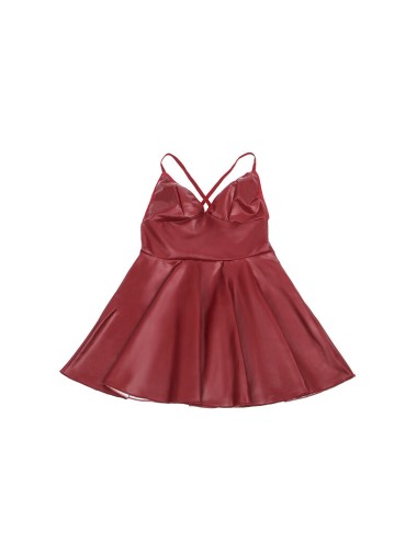 SUBBLIME - 955403 DRESS WITH BURGUNDY LEATHER STRAPS L/XL