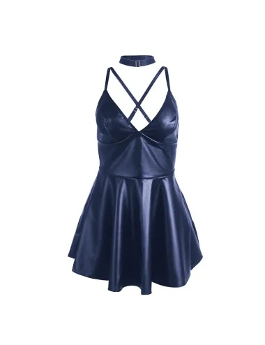 SUBBLIME - 955410 DRESS WITH BLUE LEATHER STRAPS S/M