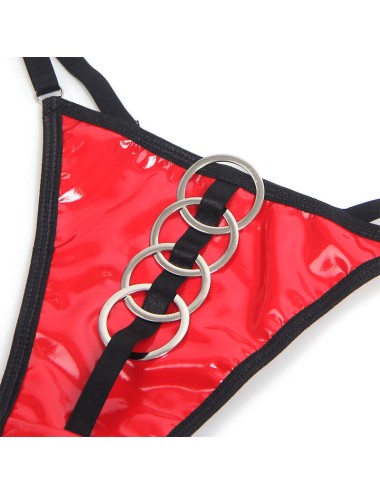 SUBBLIME - 955540 RED PATENT LEATHER MESH ZIPPER BRA SET L/XL