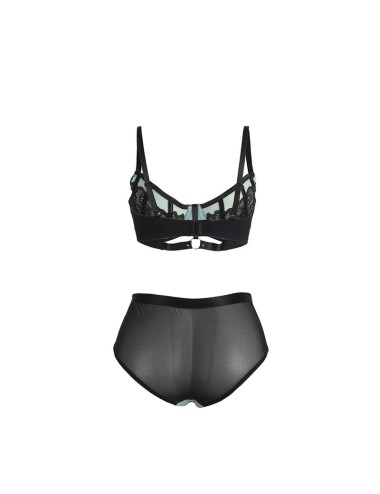 SUBBLIME - 955557 GREEN PATENT LEATHER MESH ZIPPER BRA SET S/M