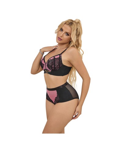 SUBBLIME - 955571 PINK PATENT LEATHER MESH ZIPPER BRA SET S/M