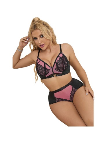 SUBBLIME - 955571 PINK PATENT LEATHER MESH ZIPPER BRA SET S/M