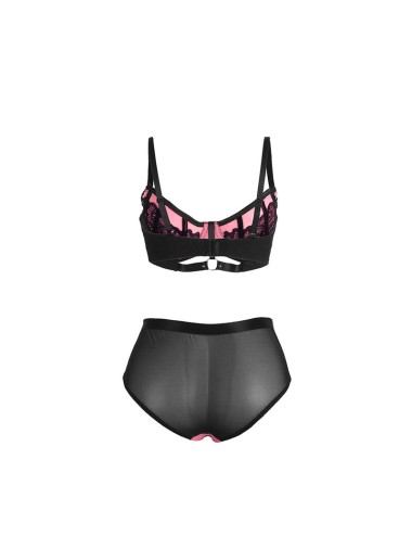 SUBBLIME - 955571 PINK PATENT LEATHER MESH ZIPPER BRA SET S/M