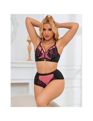 SUBBLIME - 955571 PINK PATENT LEATHER MESH ZIPPER BRA SET S/M