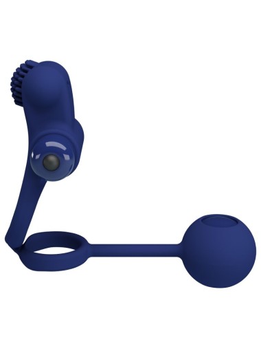 PRETTY LOVE - REMINGTON DOUBLE VIBRATING RING WITH PLUG BLUE