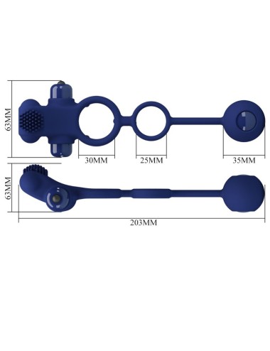 PRETTY LOVE - REMINGTON DOUBLE VIBRATING RING WITH PLUG BLUE
