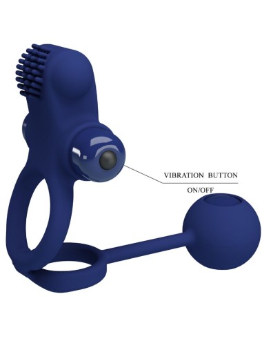 PRETTY LOVE - REMINGTON DOUBLE VIBRATING RING WITH PLUG BLUE