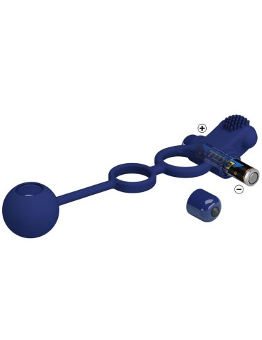 PRETTY LOVE - REMINGTON DOUBLE VIBRATING RING WITH PLUG BLUE