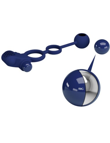 PRETTY LOVE - REMINGTON DOUBLE VIBRATING RING WITH PLUG BLUE