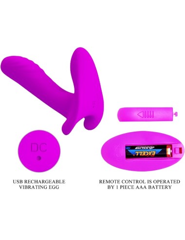 PRETTY LOVE - MASSAGER & VIBRATOR 12 VIBRATIONS REMOTE CONTROL PURPLE