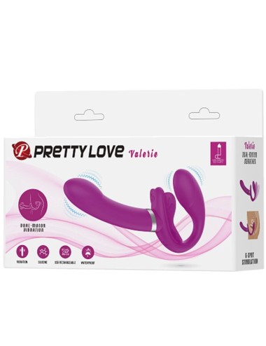 PRETTY LOVE - VALERIE DOUBLE STRAP-ON VIBRATOR 12 VIBRATIONS PURPLE