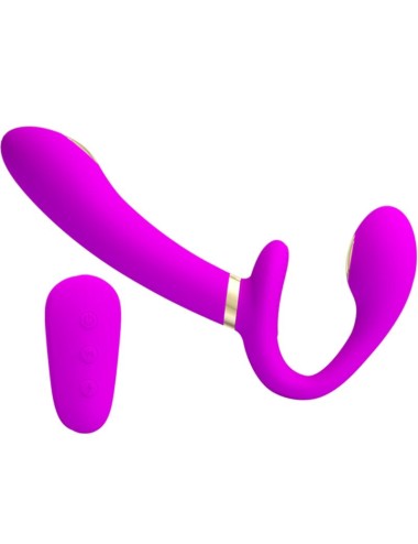 PRETTY LOVE - THUNDERBIRD DOUBLE STRAP-ON VIBRATOR REMOTE CONTROL PURPLE