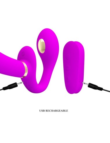 PRETTY LOVE - THUNDERBIRD DOUBLE STRAP-ON VIBRATOR REMOTE CONTROL PURPLE