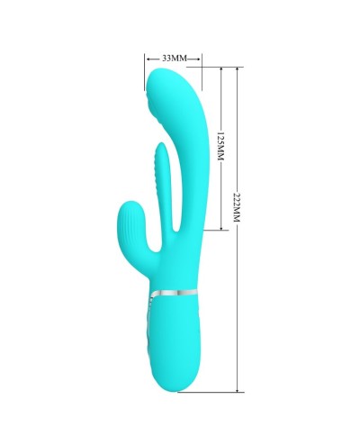 PRETTY LOVE - SHANIA TRIPLE RABBIT MULTIFUNCTION VIBRATOR 3 IN 1 BLUE