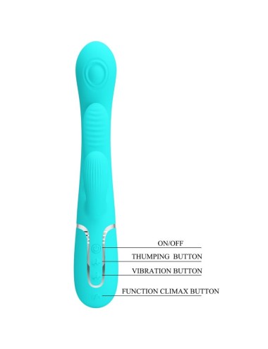 PRETTY LOVE - SHANIA TRIPLE RABBIT MULTIFUNCTION VIBRATOR 3 IN 1 BLUE