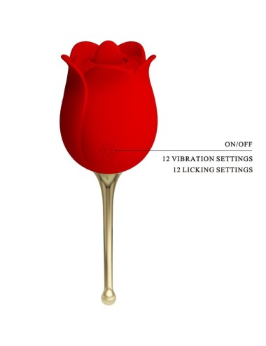 PRETTY LOVE - ROSE LOVER ROSE CLITORIS STIMULATOR 12 VIBRATIONS RED