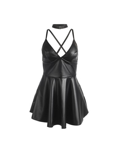 SUBBLIME - 955380 DRESS WITH BLACK LEATHER STRAPS L/XL