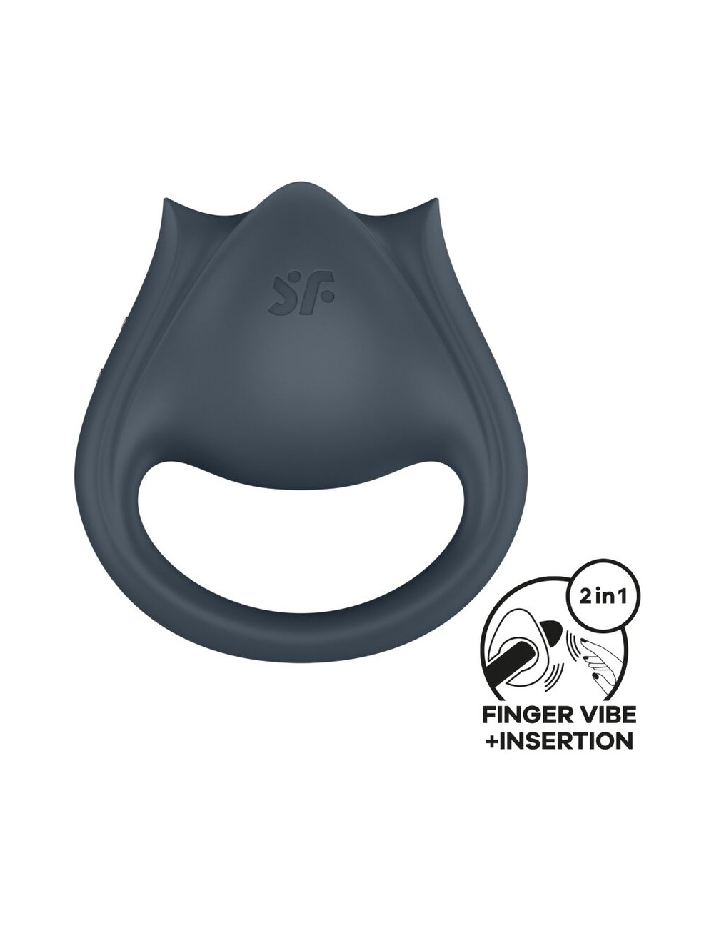 SATISFYER - PERFECT PAIR 2 MULTIVIBRATOR 2 IN 1 PENIS RING AND FINGER STIMULATOR GREY SATISFYER - PERFECT PAIR 2 MULTIVIBRATOR 2 IN 1 PENIS RING AND FINGER STIMULATOR GREY