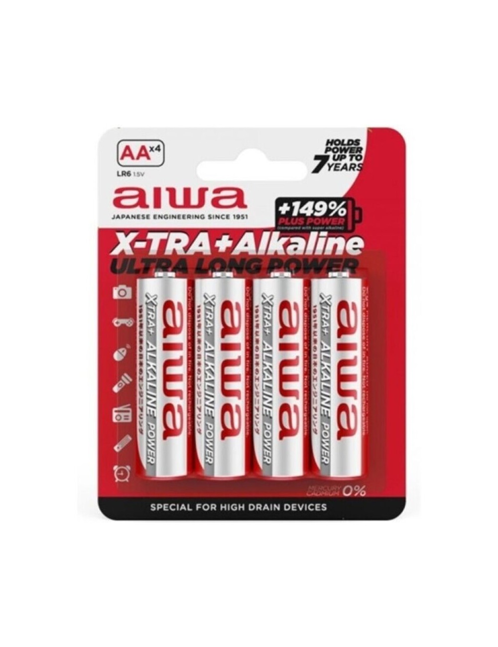AIWA - X-TRA ALKALINE AA ALKALINE BATTERY LR6 BLISTER*4 AIWA - X-TRA ALKALINE AA ALKALINE BATTERY LR6 BLISTER*4