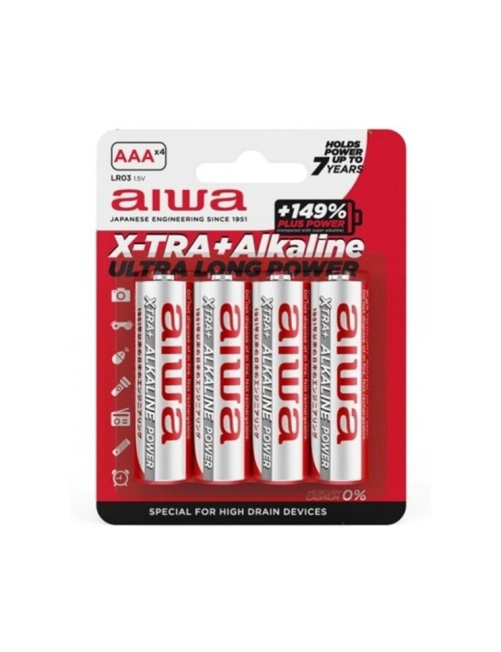 AIWA - X-TRA ALKALINE AAA ALKALINE BATTERY LR03 BLISTER*4 AIWA - X-TRA ALKALINE AAA ALKALINE BATTERY LR03 BLISTER*4