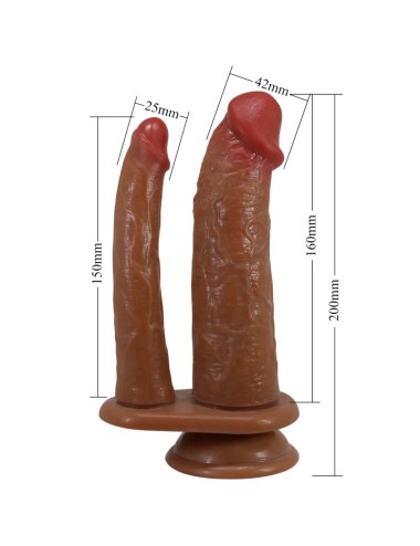 PRETTY LOVE - HULBERT DOUBLE REALISTIC DILDO WITH VIBRATION MULATO