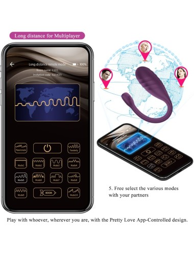 PRETTY LOVE - LEVIATHAN APP CONTROLLED VIBRATOR PURPLE