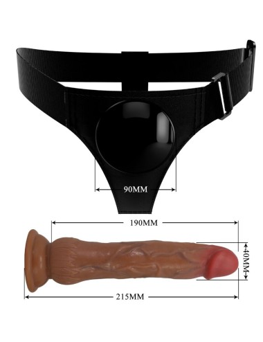 PRETTY LOVE - KYTON UNIVERSAL HARNESS BRIEFS WITH SQUIRTING DILDO 19 CM MULATO
