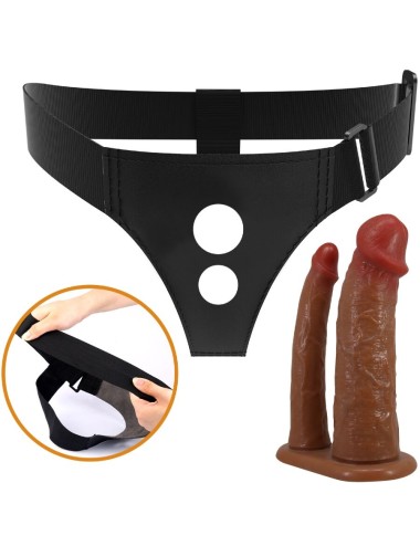 PRETTY LOVE - KEAVEN HARNESS BRIEFS UNIVERSAL & COMFORTABLE DOUBLE DILDO
