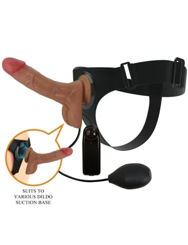 PRETTY LOVE - UNIVERSAL HARNESS BRIEFS WITH VIBRATING AND SQUIRTING DILDO 15.5 CM MULATO
