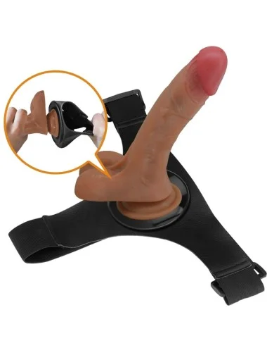 PRETTY LOVE - UNIVERSAL HARNESS BRIEFS WITH VIBRATING AND SQUIRTING DILDO 15.5 CM MULATO