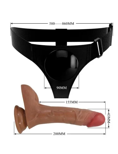 PRETTY LOVE - UNIVERSAL HARNESS BRIEFS WITH VIBRATING AND SQUIRTING DILDO 15.5 CM MULATO