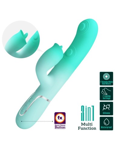 PRETTY LOVE - GIGI MULTIFUNCTION RABBIT VIBRATOR AQUA GREEN