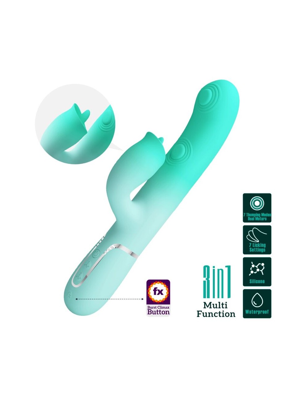 PRETTY LOVE - GIGI MULTIFUNCTION RABBIT VIBRATOR AQUA GREEN PRETTY LOVE - GIGI MULTIFUNCTION RABBIT VIBRATOR AQUA GREEN