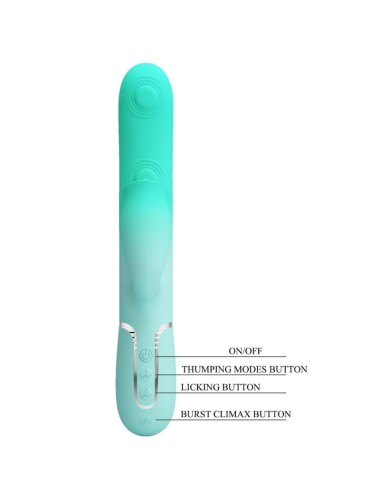 PRETTY LOVE - GIGI MULTIFUNCTION RABBIT VIBRATOR AQUA GREEN