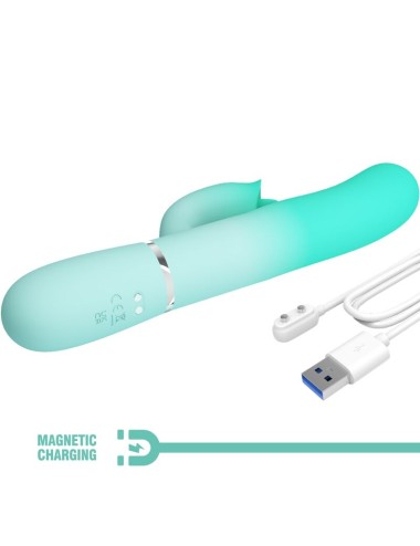 PRETTY LOVE - GIGI MULTIFUNCTION RABBIT VIBRATOR AQUA GREEN
