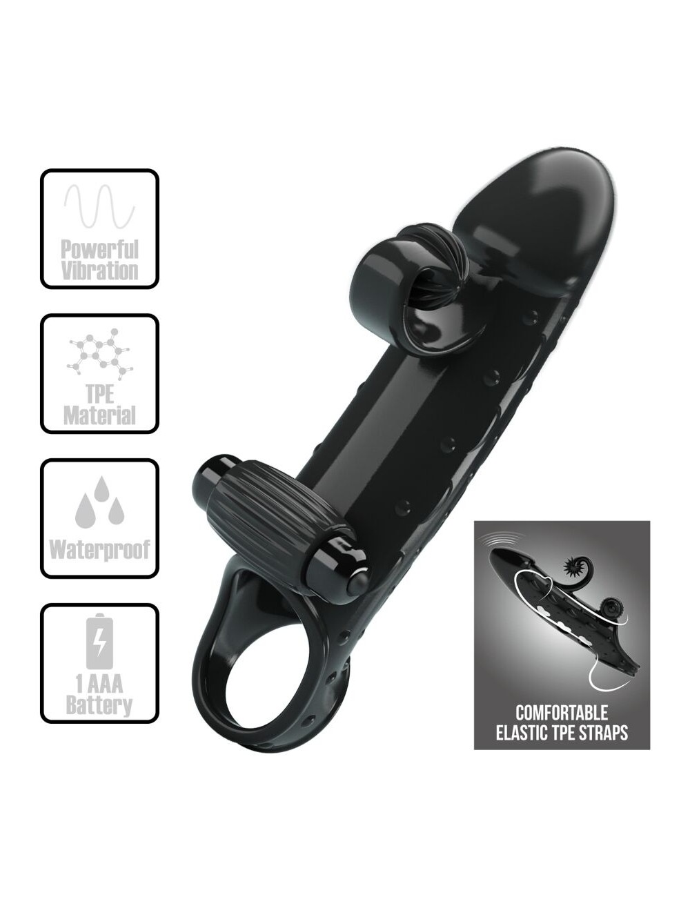 ROMANCE - VIBRATING PENIS SLEEVE BLACK