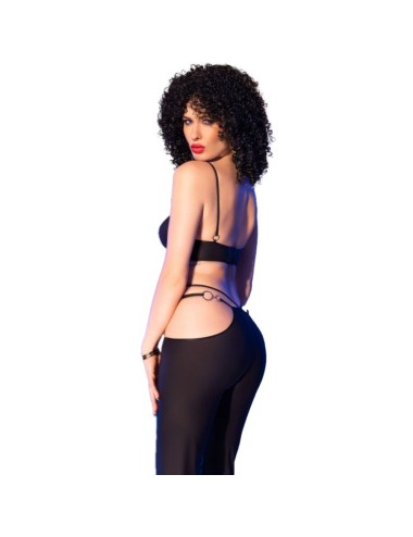 CHILIROSE - CR 4851 BLACK TOP AND LEGGINGS SET WITH GOLDEN ACCESSORIES S