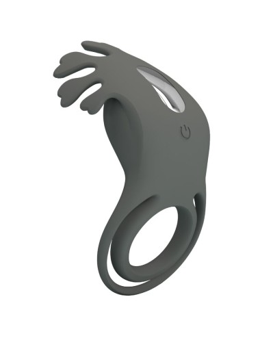 PRETTY LOVE - RUBEN DOUBLE VIBRATING RING WITH STIMULATOR GRAY