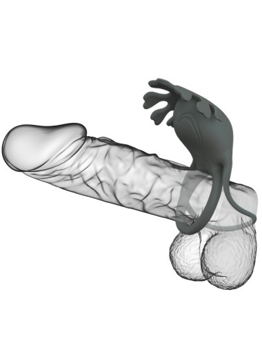PRETTY LOVE - RUBEN DOUBLE VIBRATING RING WITH STIMULATOR GRAY