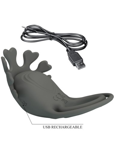 PRETTY LOVE - RUBEN DOUBLE VIBRATING RING WITH STIMULATOR GRAY